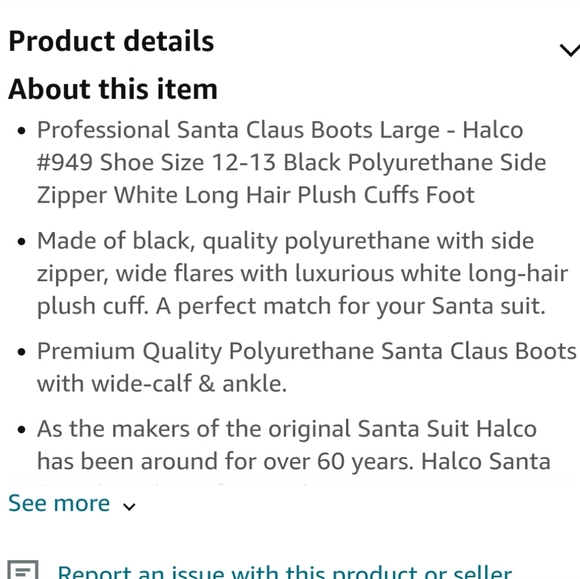 Halco Professional Santa Clause Boots Size L 12-13 - Picture 3 of 11